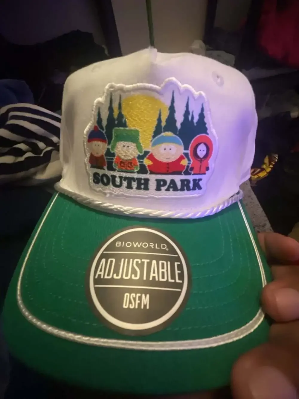 Bioworld South Park Characters Pine Tree Sunset White & Green Snapback Rope Hat